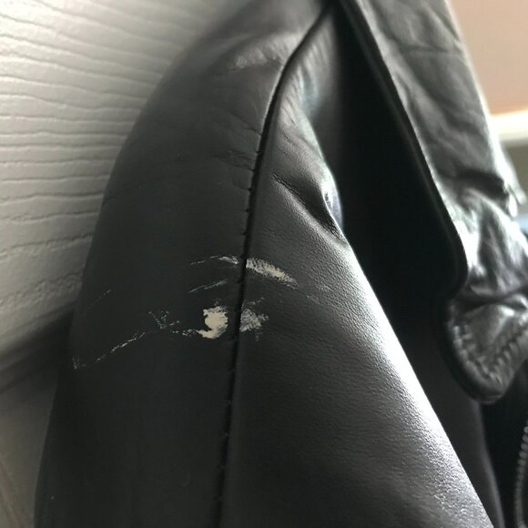 London Fog Mens Black Leather Bomber Jacket LG Vintage - Picture 10 of 12